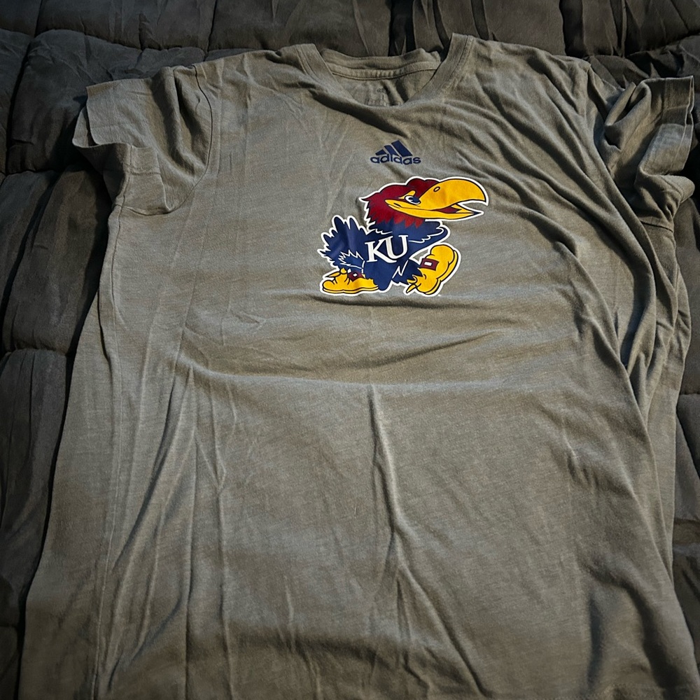 Adidas Gray KU Jayhawks Crew Neck T-Shirt